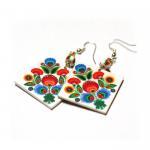 Rainbow Floral Polish Folk Cut Out Motif Earrings..