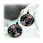 Floral Earrings Feminine Pink And Purple Round -..