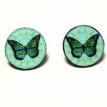 Butterfly Post Earrings, Blue And Mint , Gift For..