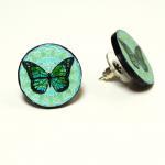 Butterfly Post Earrings, Blue And Mint , Gift For..