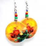 Romantic Flowers Earrings - Bright Colors - Medium..