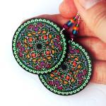 Oriental Mandala - Decoupage Earrings - Purple,..